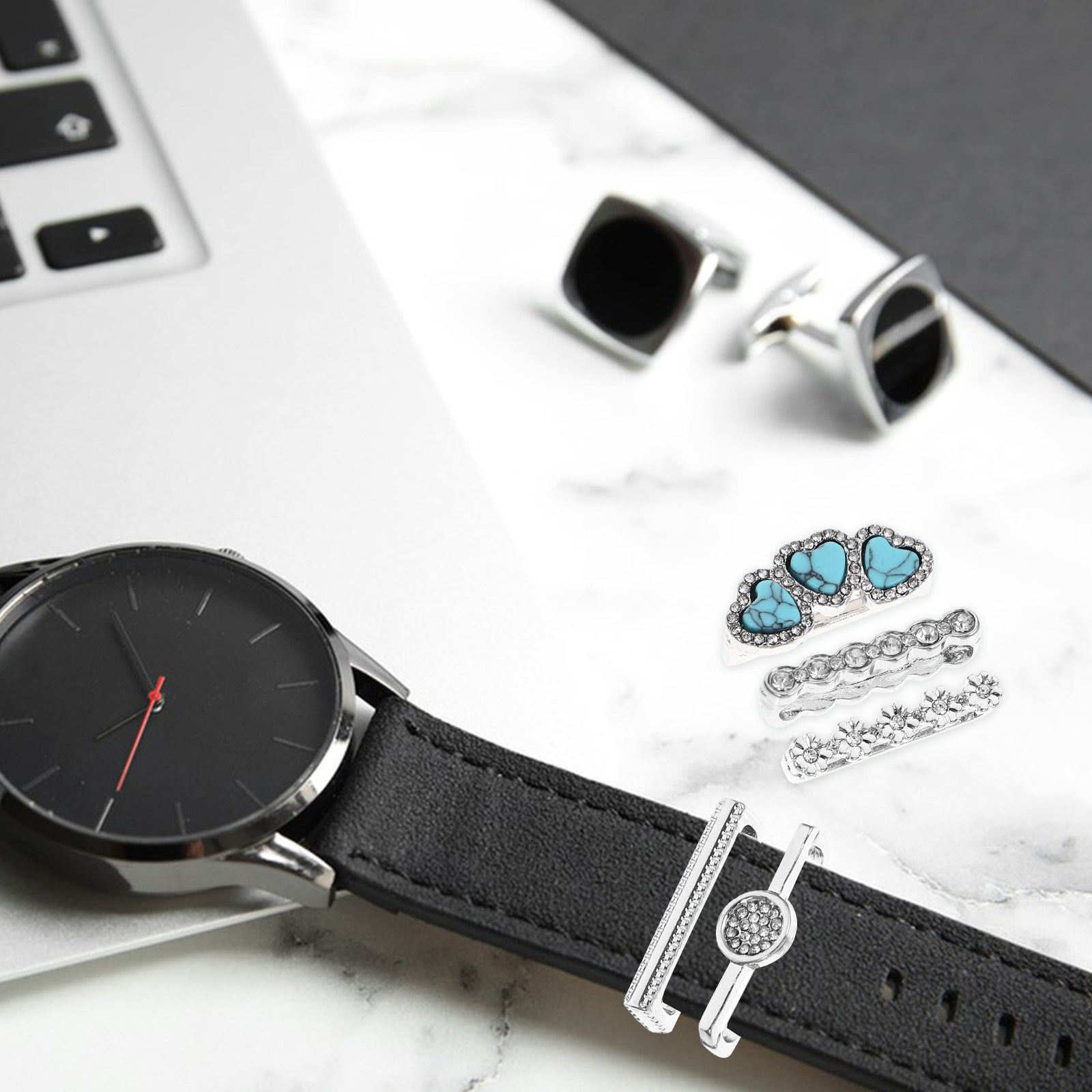Smartwatch Straps & Accessories - 5-delige premium legering horlogeband ring charms,
