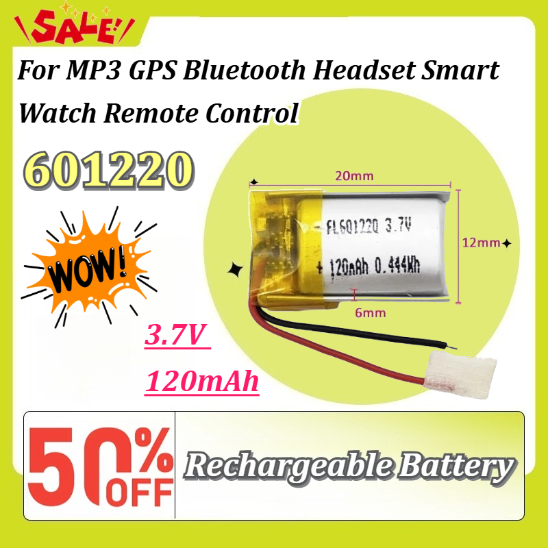 Smartwatch Headset - Nieuwe 3.7V 120mAh 601220 Li-Po Oplaadbare